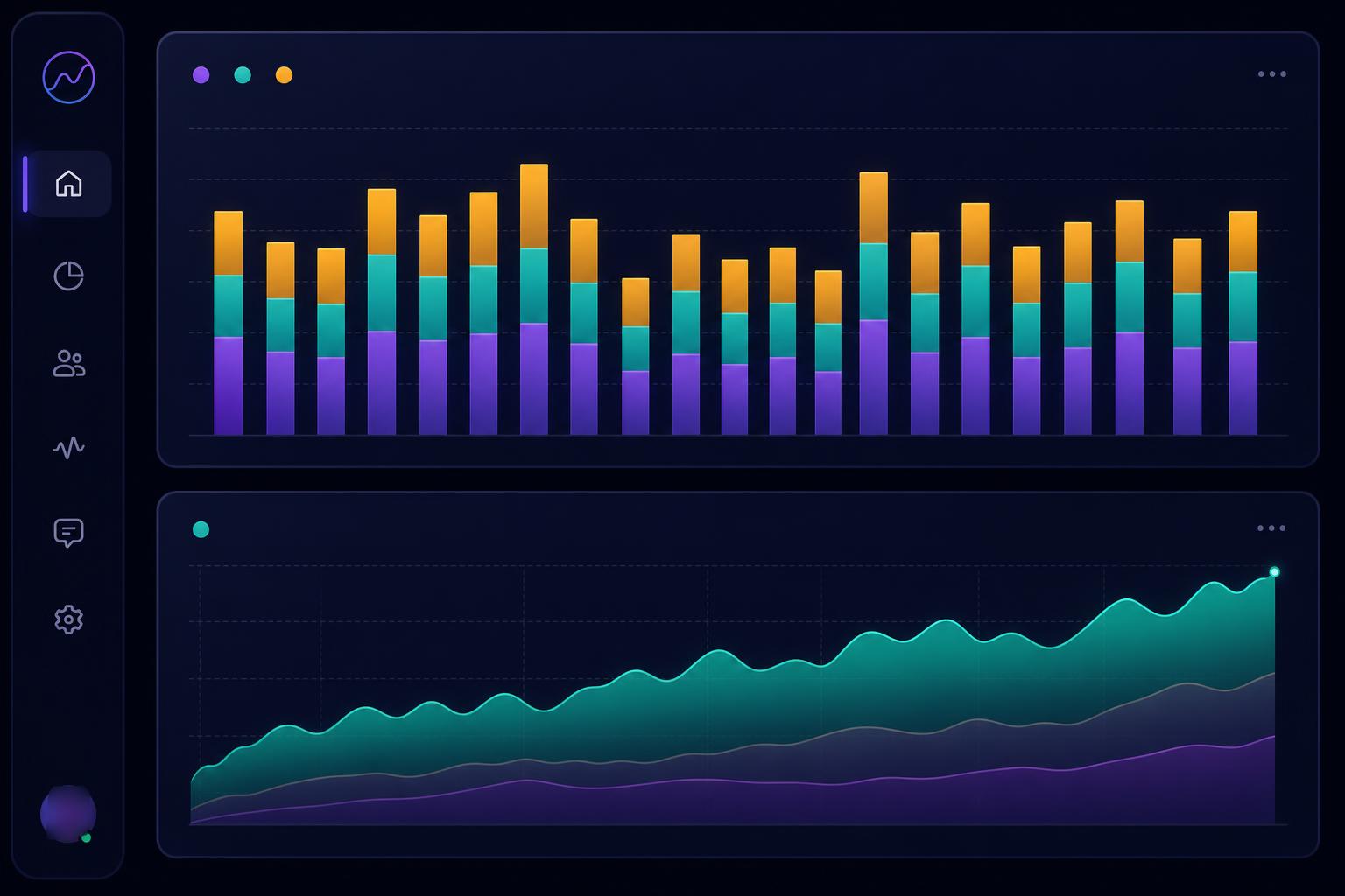 Echo analytics view showing talk-time bar charts and sentiment timeline